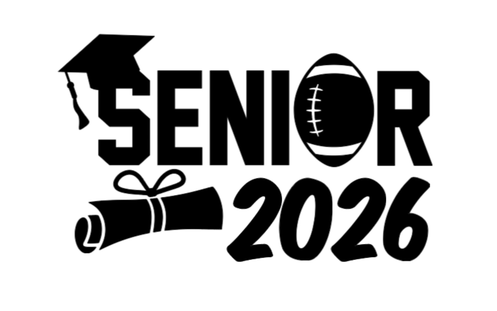 Senior 2026 Football Graduation Vinyl Decal Sticker, Multiple Color Options Available