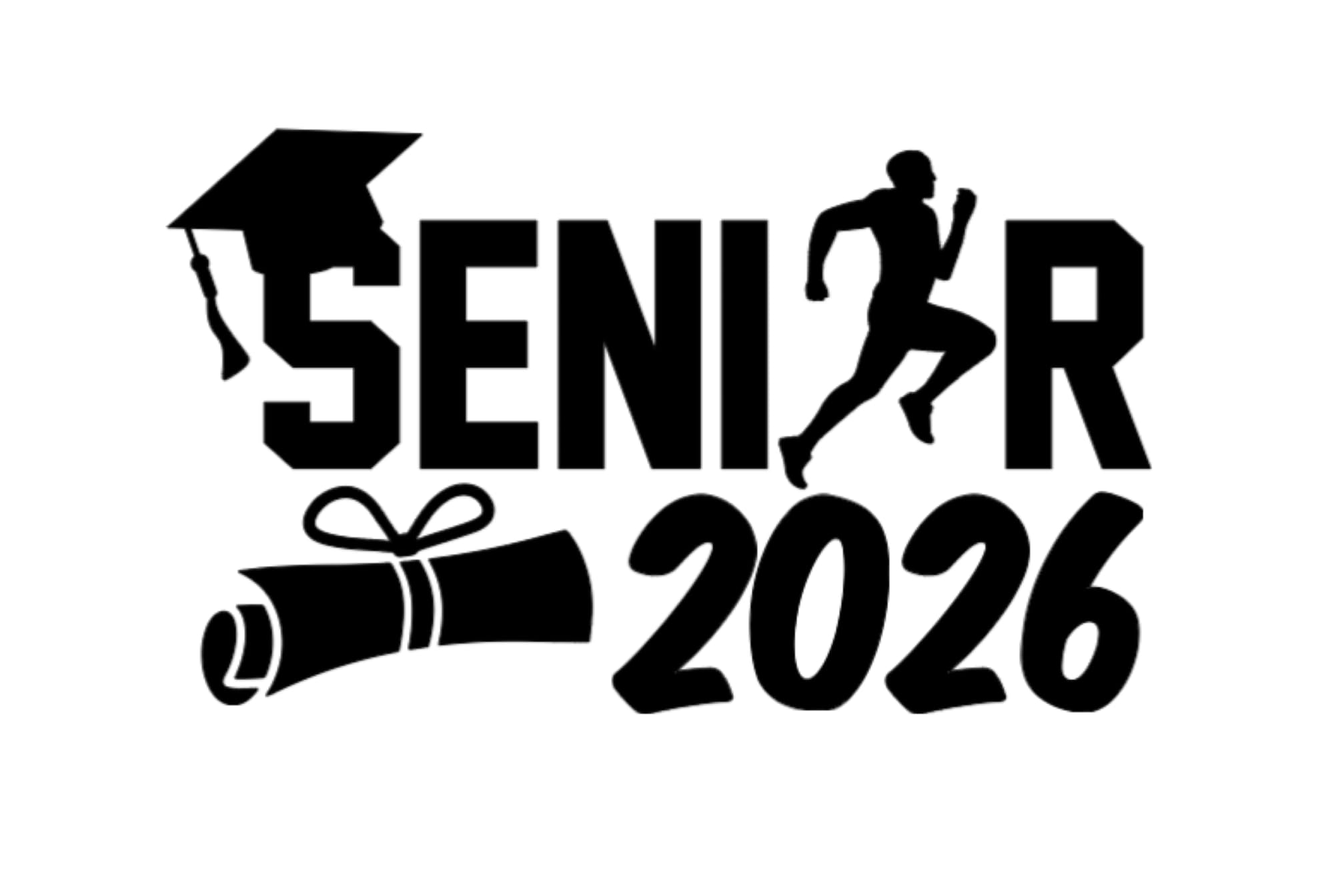 Senior 2026 Track and Field Vinyl Decal Sticker, Graduation Cap and Diploma Design, Laptop Decal
