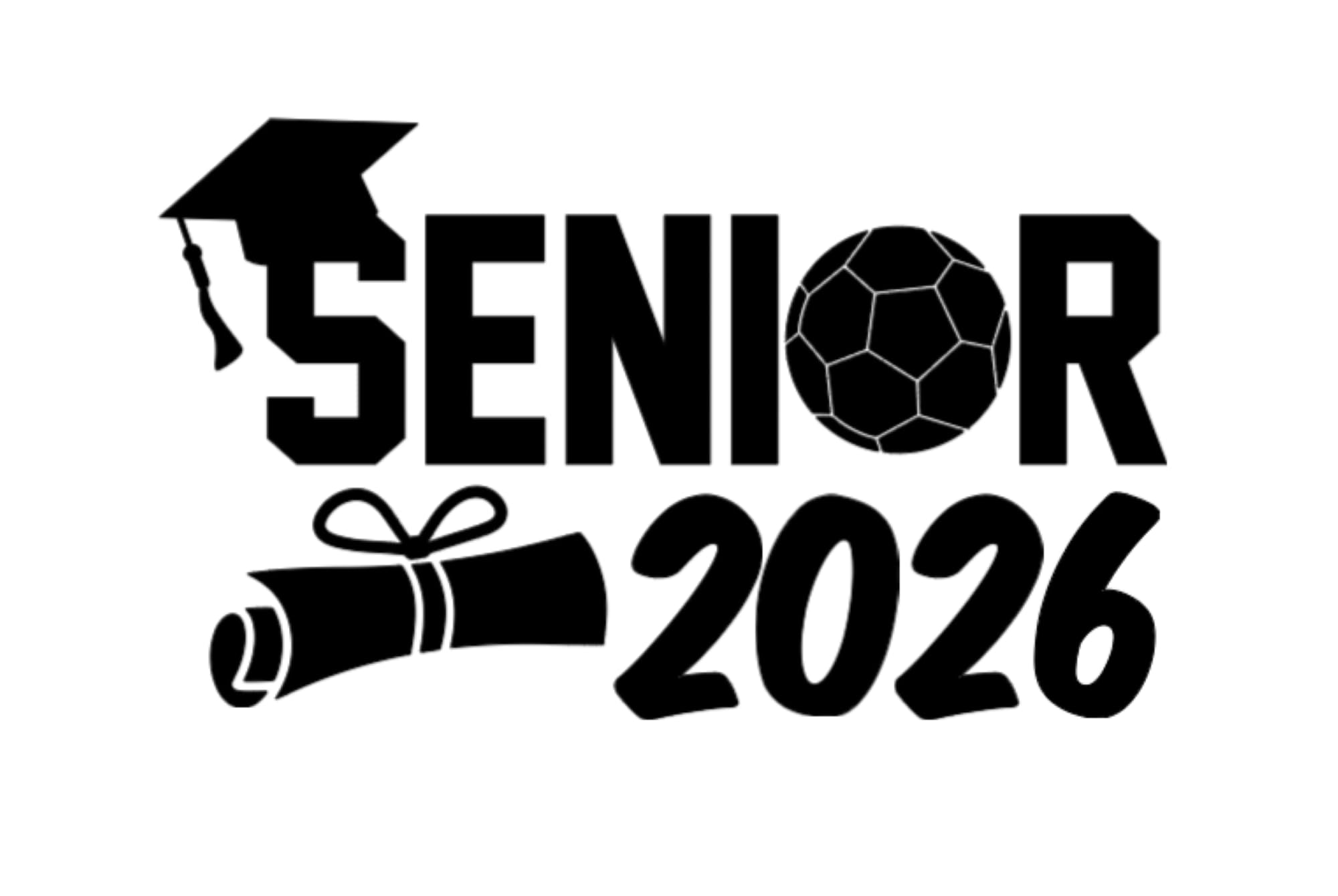 Senior 2026 Soccer Decal, Graduation Theme Vinyl Sticker with Soccer Ball and Diploma Design