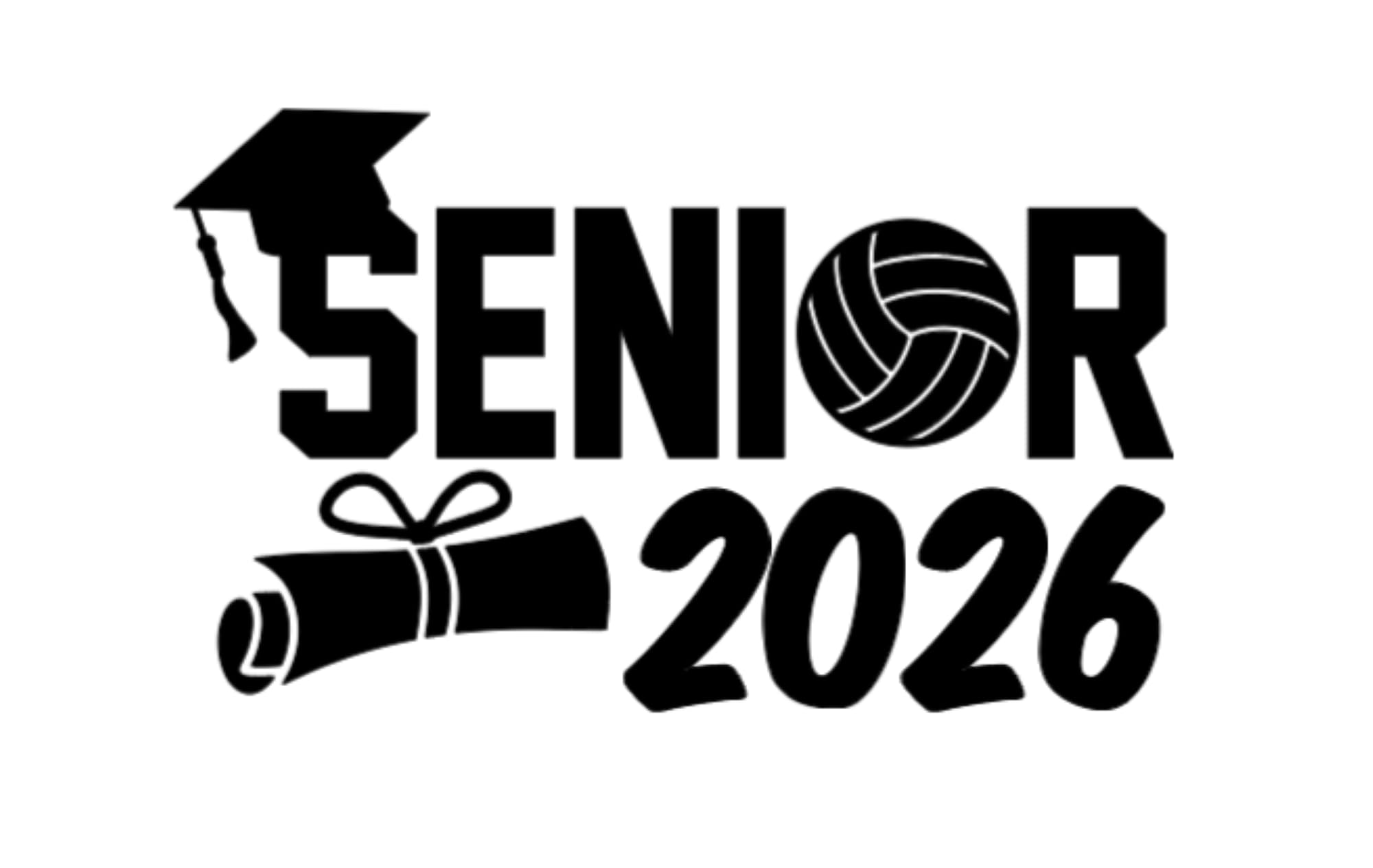 Senior 2026 Volleyball Decal Sticker, Graduation Cap and Diploma Theme