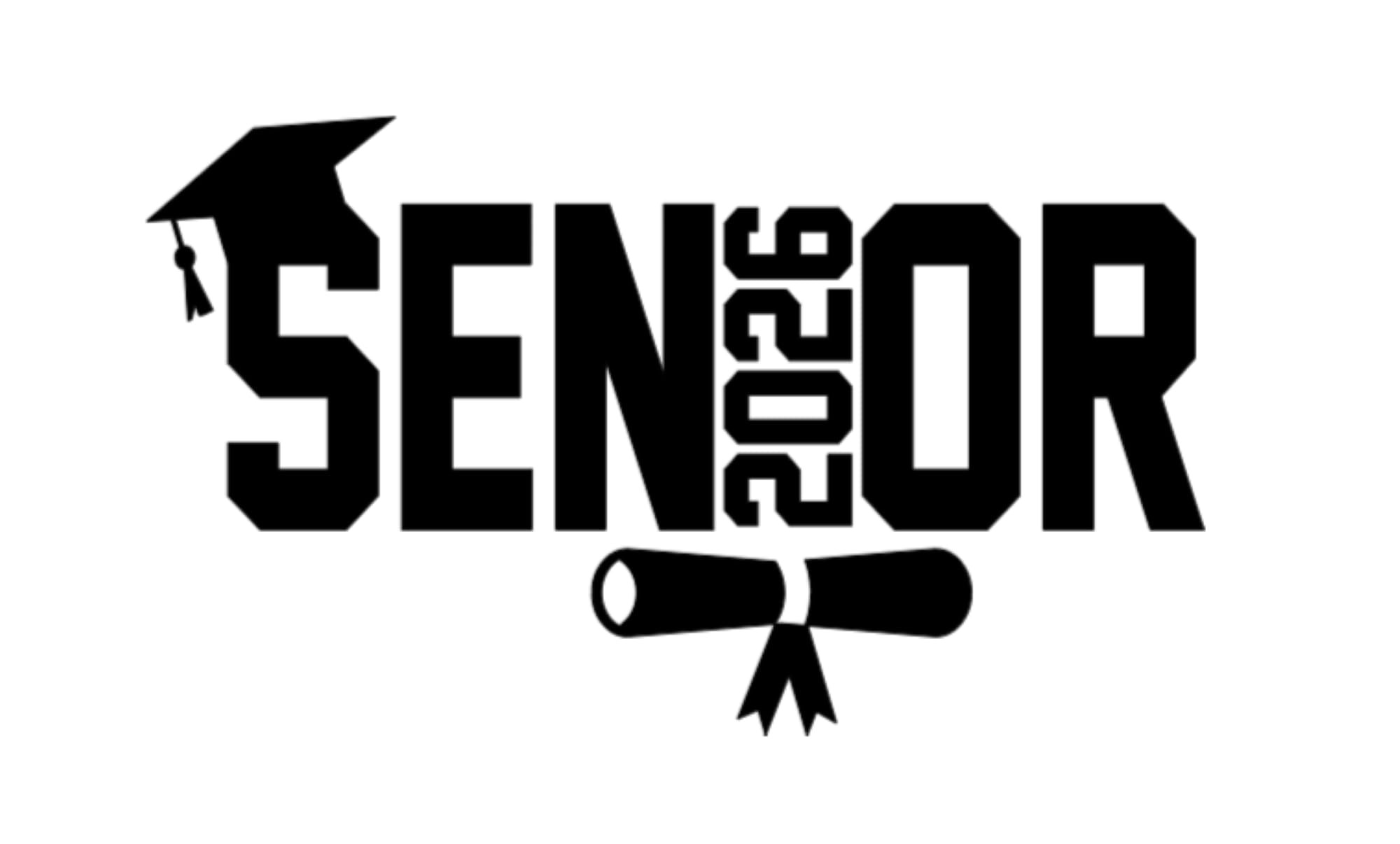 Senior Class of 2026 Vinyl Decal Sticker with Graduation Cap and Diploma Design