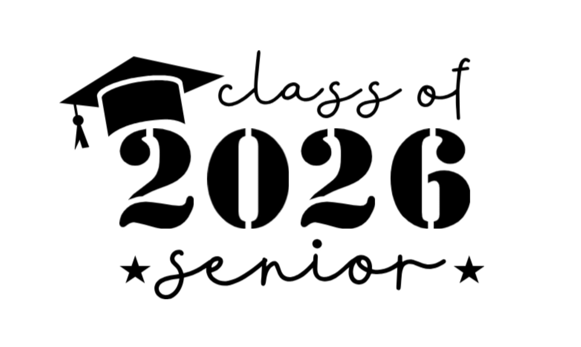 Senior Class of 2026 Grad Vinyl Decal Sticker with Graduation Cap and Diploma Design